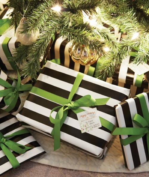 black and white striped gift wrap